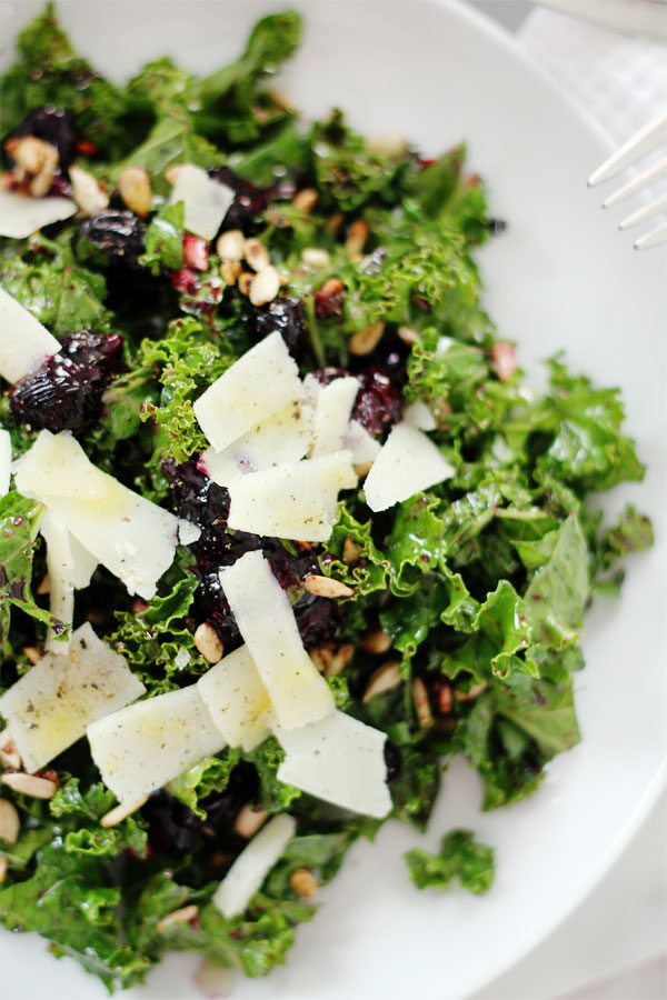 Roasted Blueberry Kale Salad with Spiced Sunflower Seeds & Shaved ...